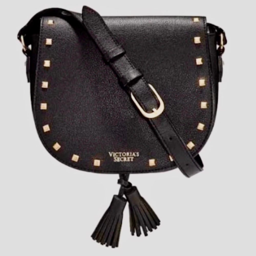 VS Studded Black Crossbody Bag by Victoria’s Secret with Goldtone Studs NWT New